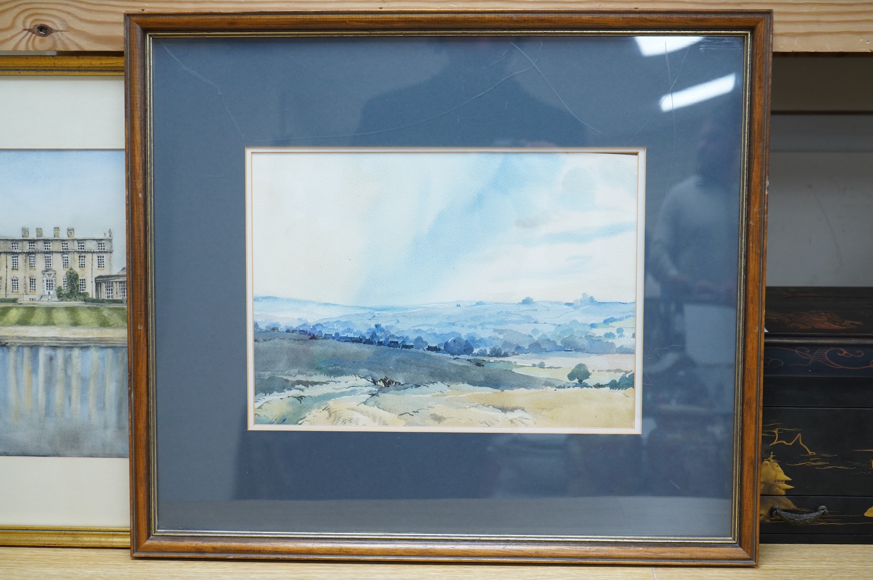 Patrick Nairne (1921-2013), ‘Ditchley Park’, watercolour, together with another watercolour by the same artist, ‘Charlbury’, and one by Anthony Hartley, Stately Home, one signed, largest 26 x 35cm